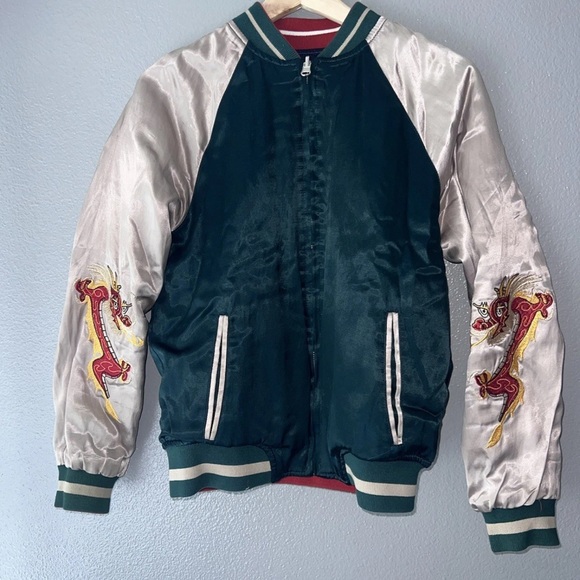 Sukajan Japan Korea Vintage Reversible Tiger Eagle Bomber 88-89 Jacket SZ Small - Picture 2 of 7